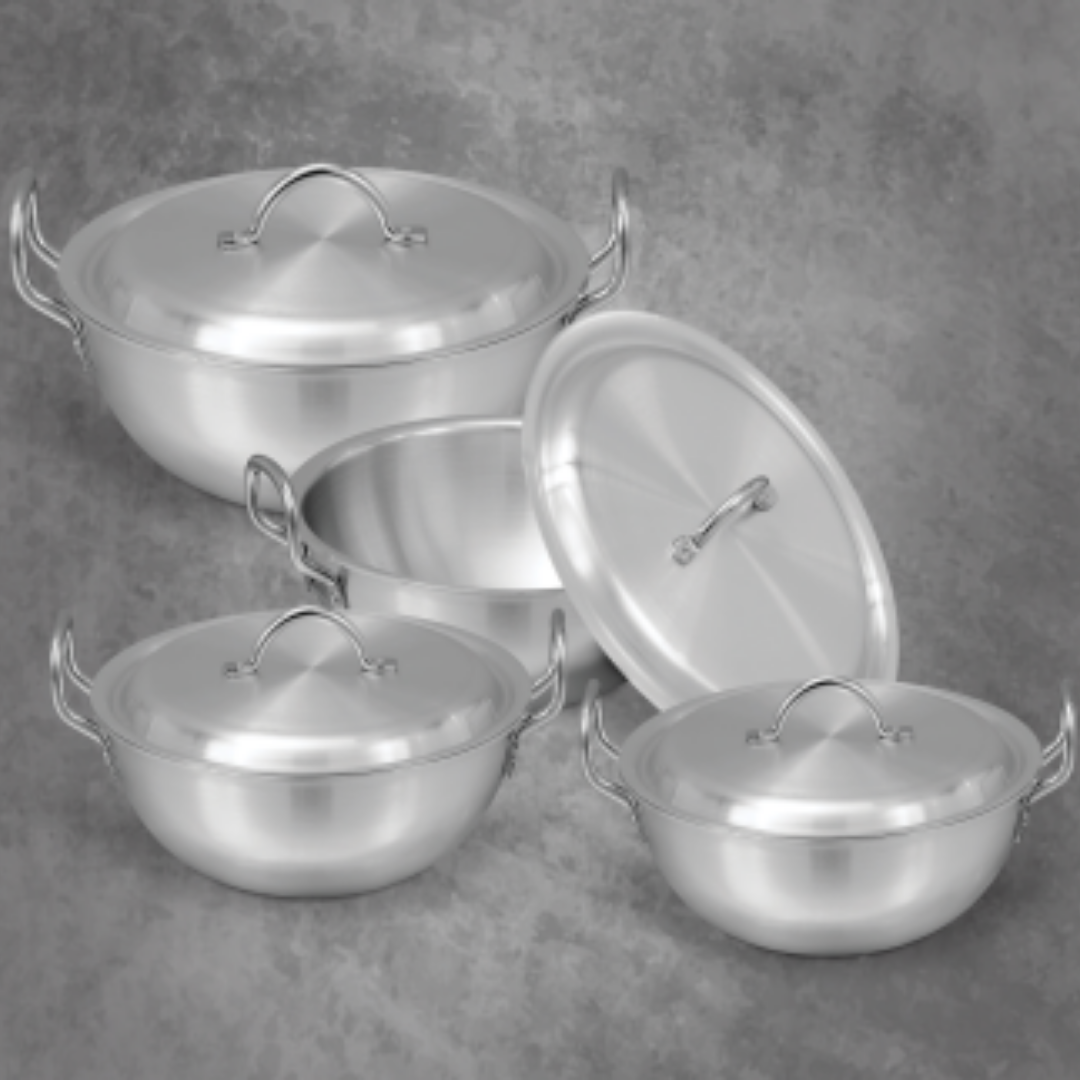 SG 8 Pcs Set Essentials Woks - Aluminum Finish