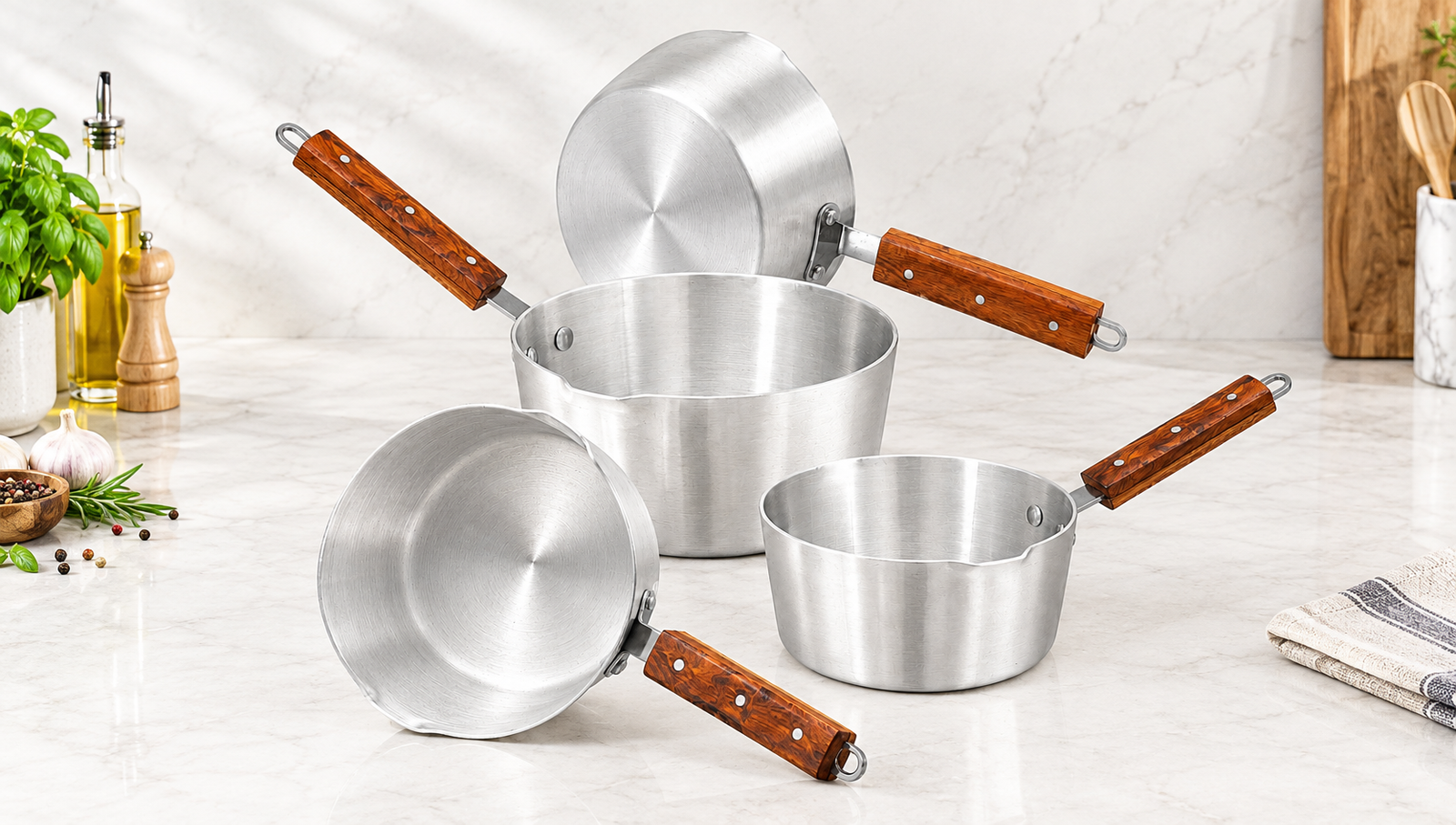 SG 4 Pcs Aluminum Milk Pan Set