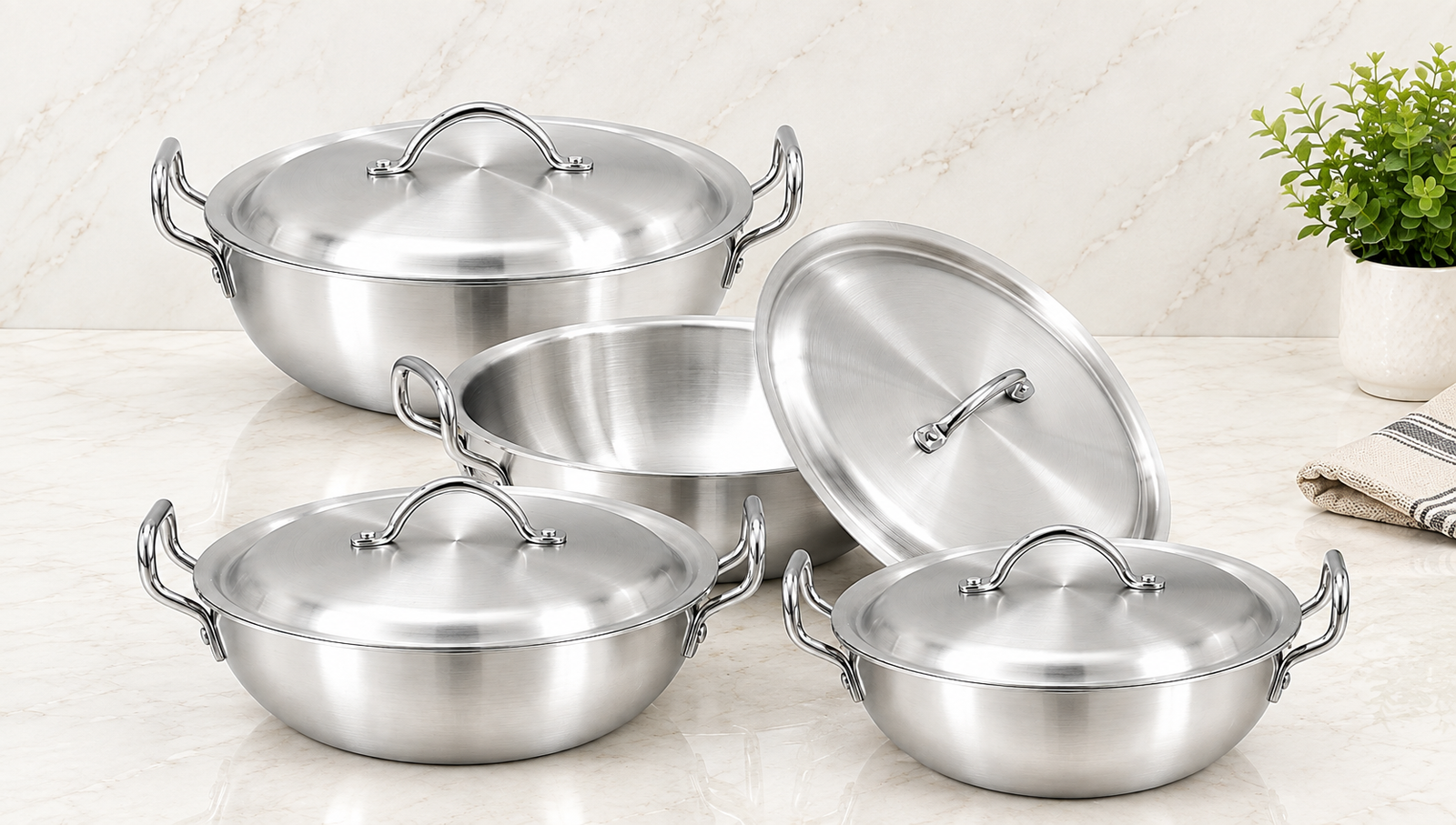 SG 8 Pcs Aluminum Finish Woks