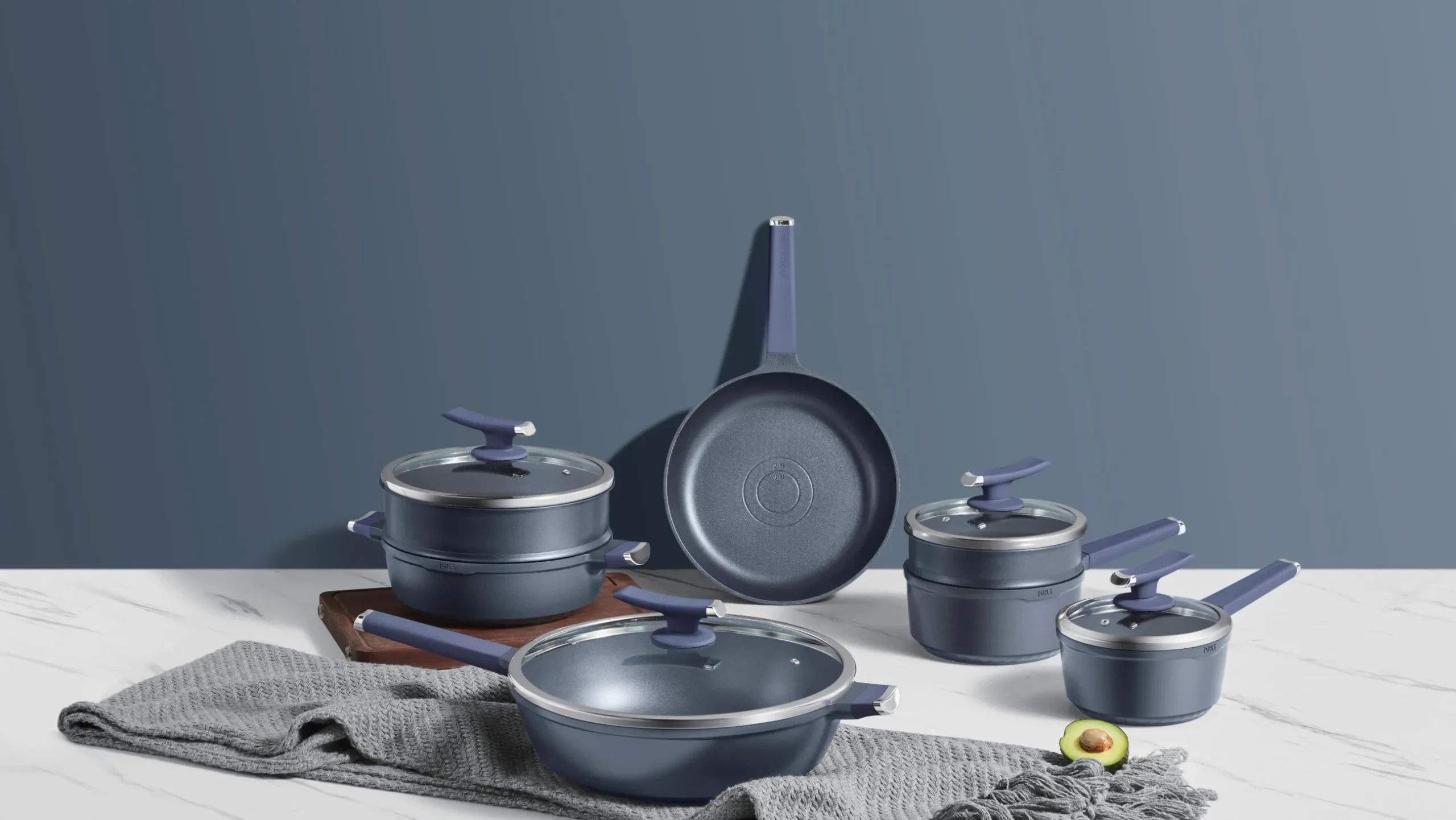 SG 9-Piece Pearl Non-Stick Cookware Set | Ceramic Coating | Sauce Pans, Frying Pans, Woks & Steamer Casserole | Soft-Touch Handles | Induction Bottom