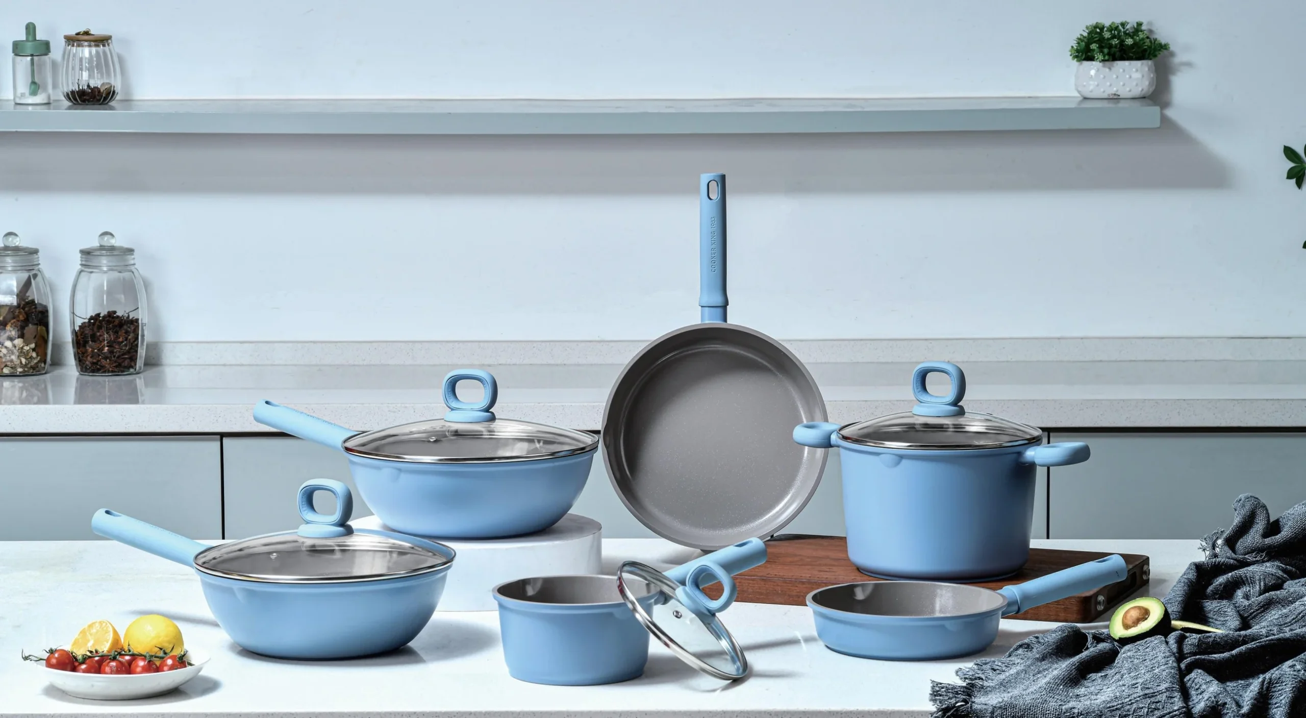 SG 10-Piece Pro Non-Stick Cookware Set | Ceramic Coating | Sauce Pans, Frying Pans, Woks & Casseroles | Soft-Touch Handles | Induction Bottom